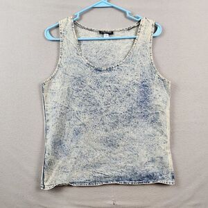 Vtg 80's DOMALLO Acid Wash Denim Tank Top Shirt Size M